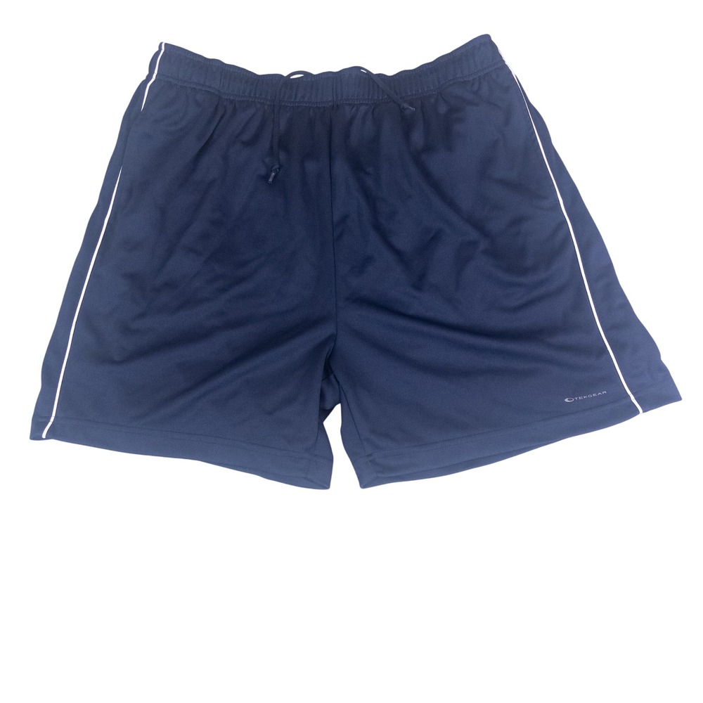 Tek Gear Mens Navy Blue Athletic Gym Shorts XXL White Piping Drawstring Mesh
